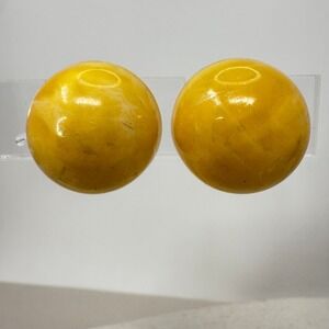 Miriam Haskell Swirl Dome Earrings Signed Screw Back Yellow Gold Tone Spring